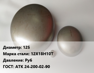 Заглушка нержавеющая 125 Сталь: 12Х18Н10Т Ру6 ГОСТ: АТК 24-200-02-90, шт, фланцевая, по запросу цена от 4069 Тг / шт, где купить, условия доставки в Алматы и Алматинской области